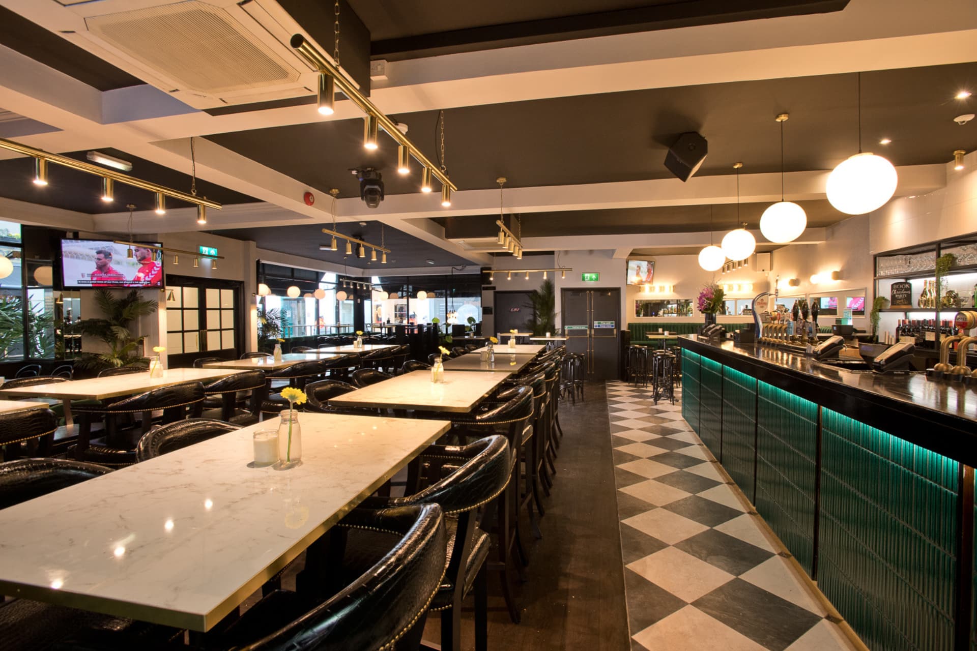 Main bar area with high table seating